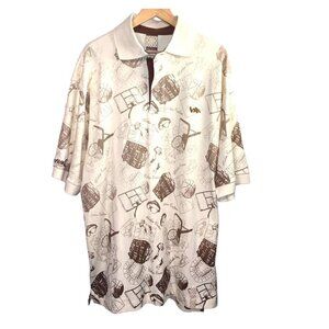 Bare Fox One Color One Nation Beige Short Sleeve Basketball Print Polo Shirt 2XL